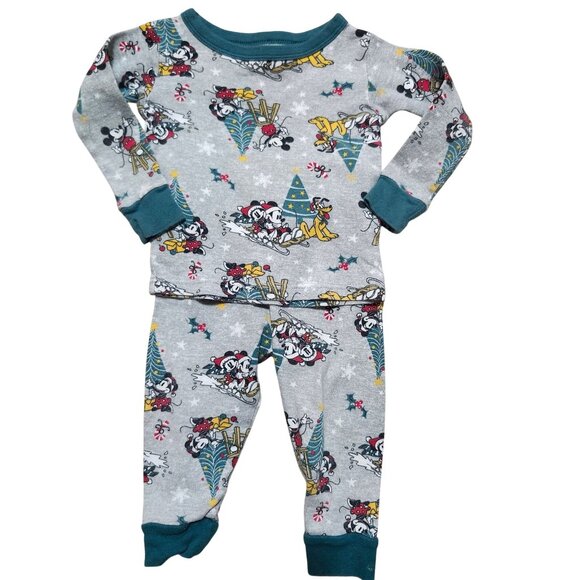 Disney Other - Disney Junior Infant 18M Mickey Mouse Holiday Snug-Fit Cotton Christmas PJ Set